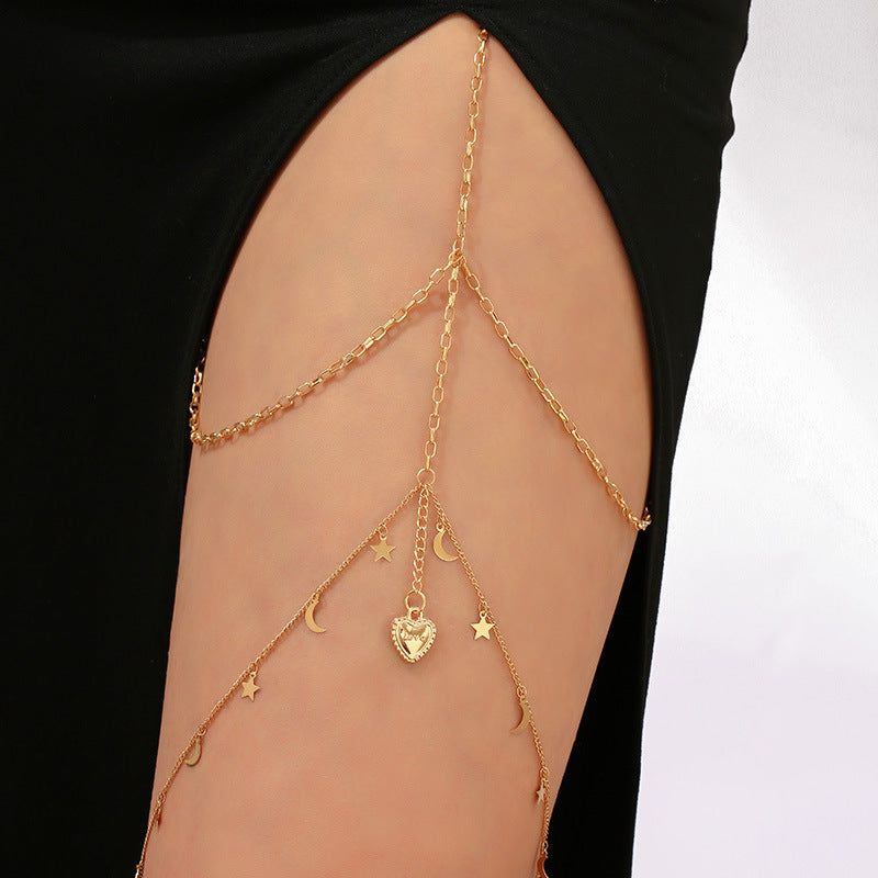 Xena Perna - Meléche - body -  Multilayer Star Moon leg Chain Xena Perna | Meléche 