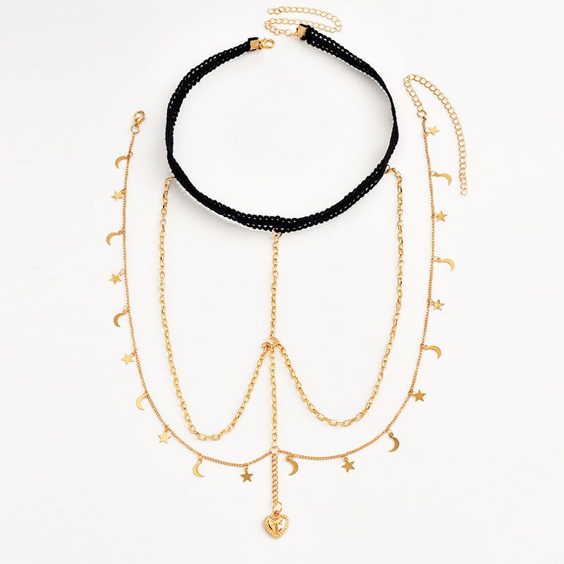 Xena Perna - Meléche - body -  Multilayer Star Moon leg Chain Xena Perna | Meléche 