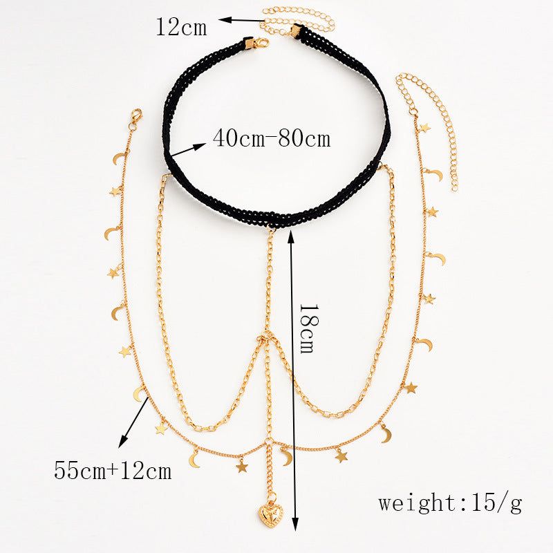 Xena Perna - Meléche - body -  Multilayer Star Moon leg Chain Xena Perna | Meléche  Meléche