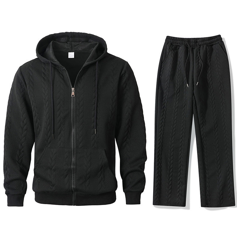 Black hoodie and pants set on a white background