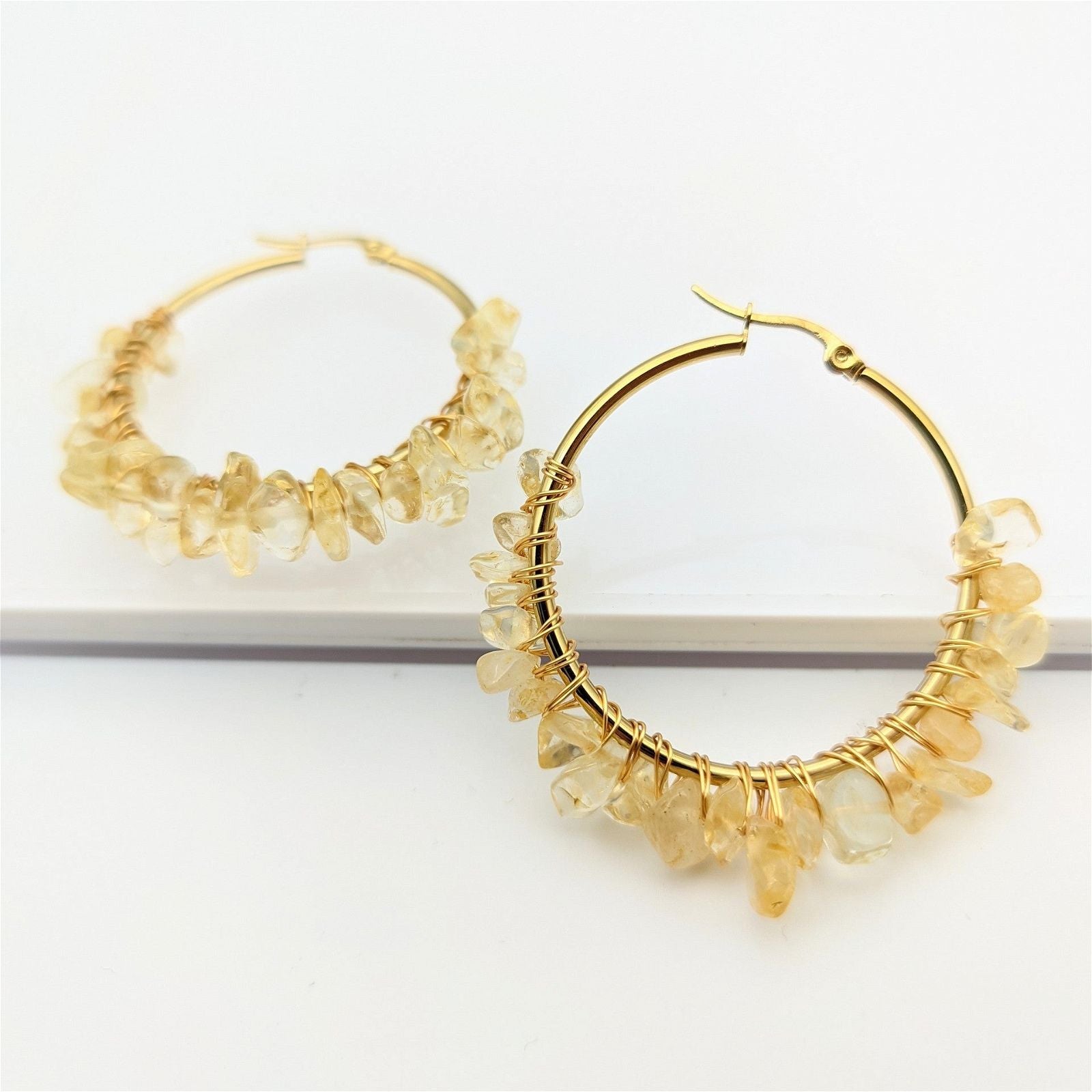 Quincy - Meléche - earring -  Quincy large circle natural crystal Earring | Meléche