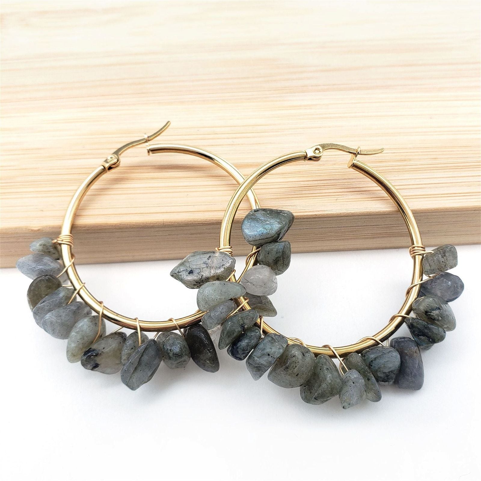Quincy - Meléche - earring -  Quincy large circle natural crystal Earring | Meléche