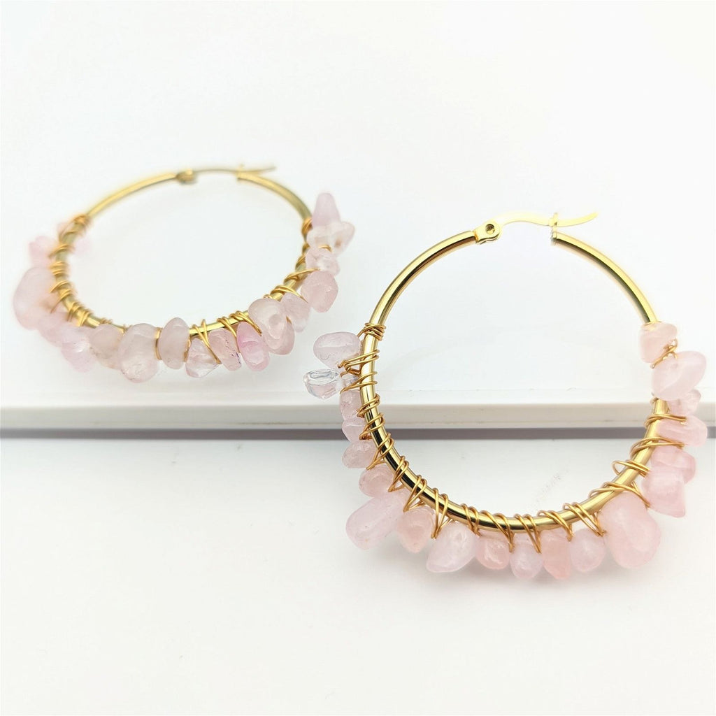Quincy - Meléche - earring -  Quincy large circle natural crystal Earring | Meléche