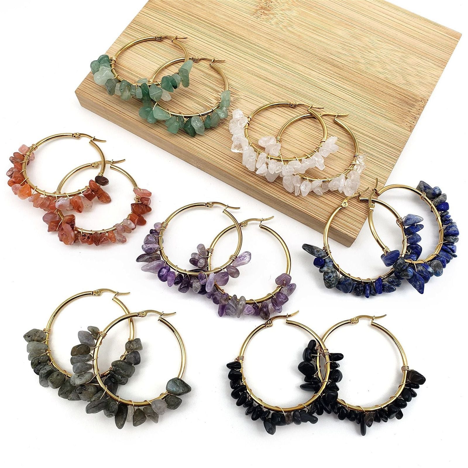 Quincy - Meléche - earring -  Quincy large circle natural crystal Earring | Meléche