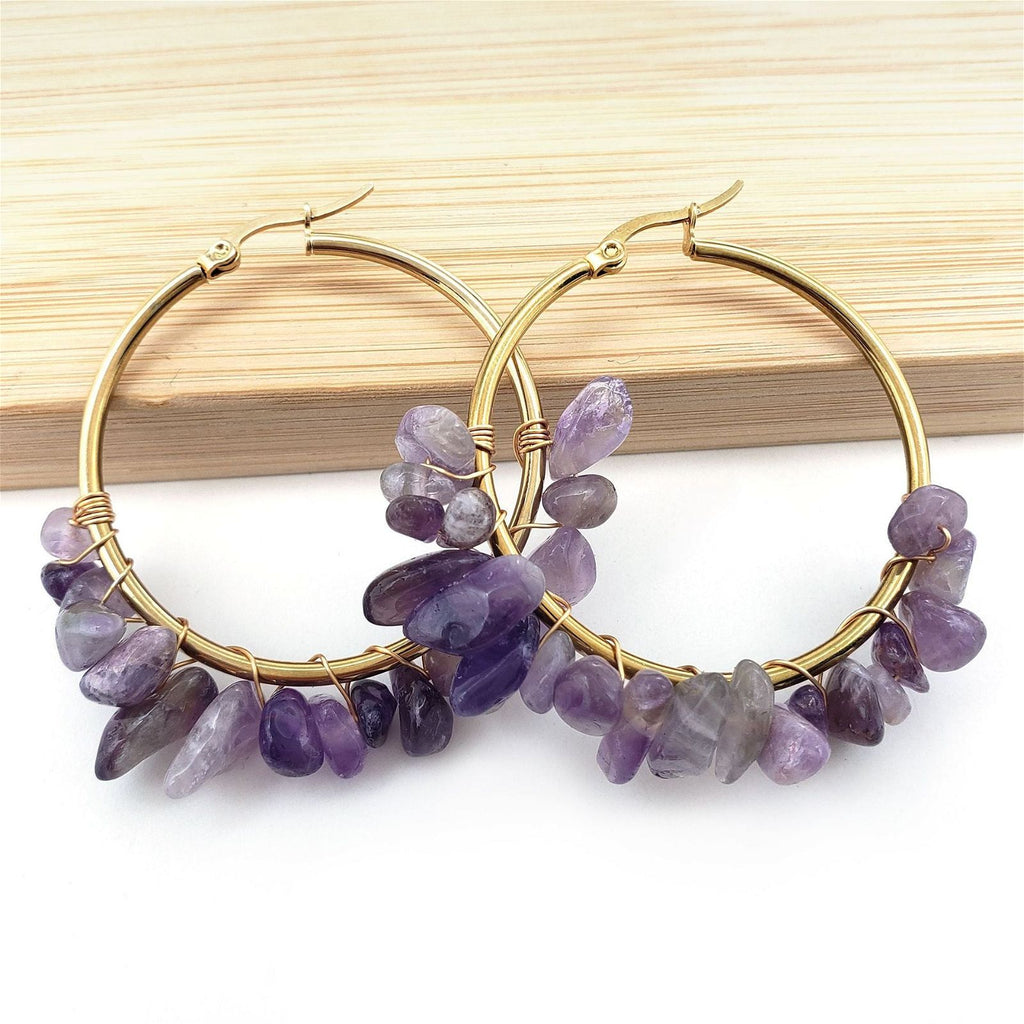Quincy - Meléche - earring -  Quincy large circle natural crystal Earring | Meléche