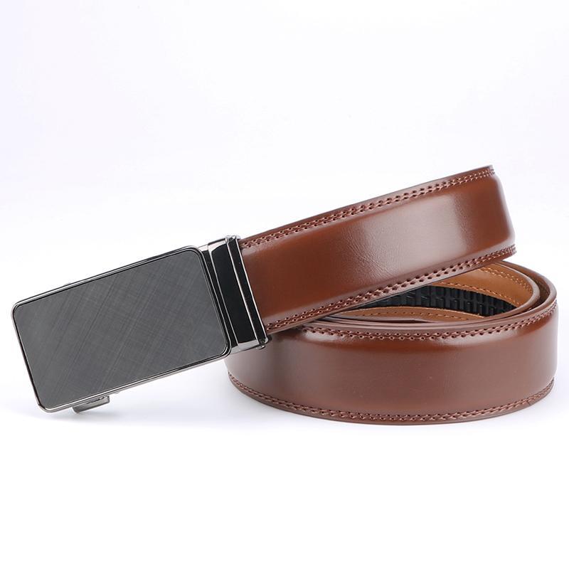 Robert Brown leather belt with a silver buckle from Meleche or Meléche (short as (Mé))