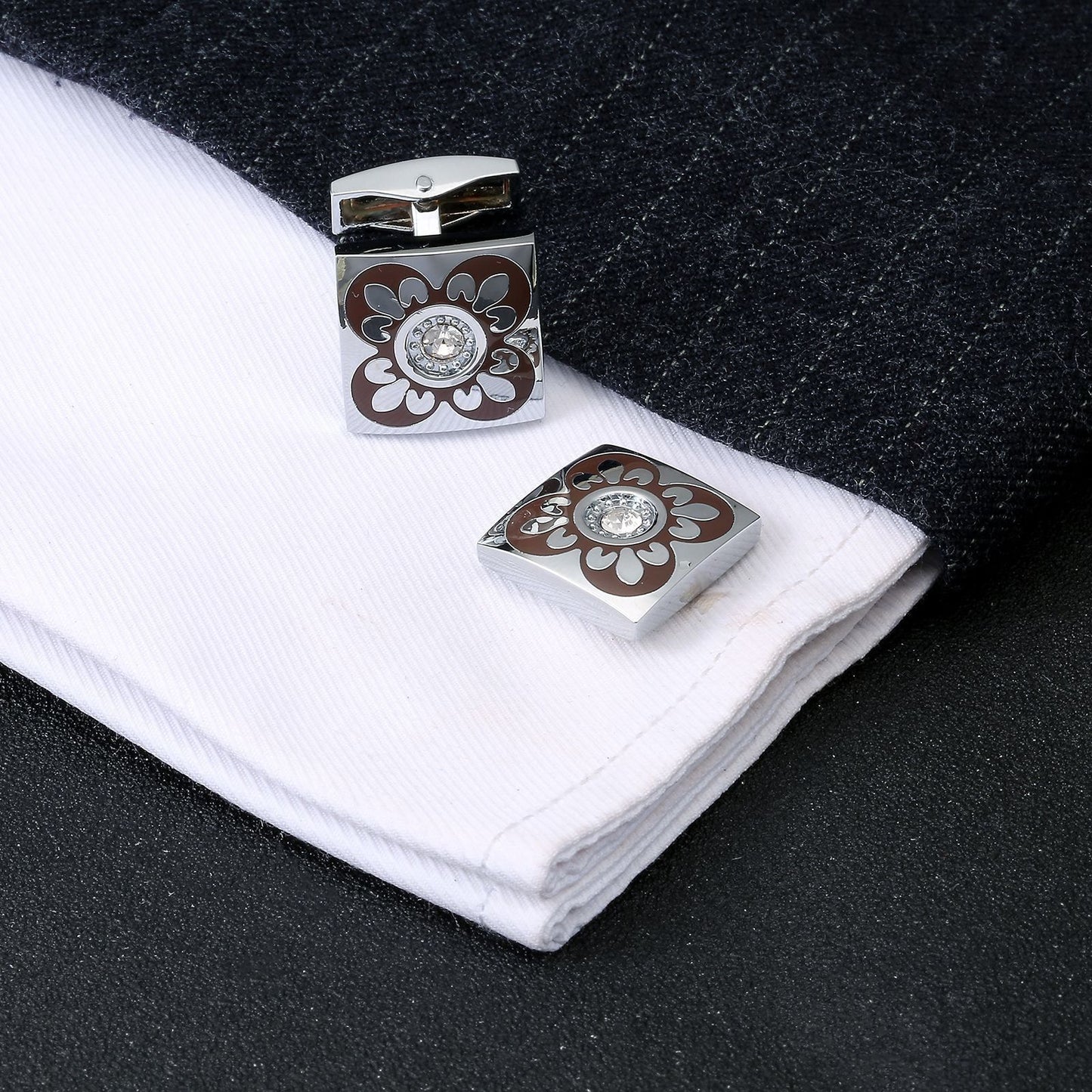 Roman Pattern Cufflinks - Meléche - cufflinks -  Roman Pattern Cufflinks - Rich lifestyles | Meléche Jewelry Meléche