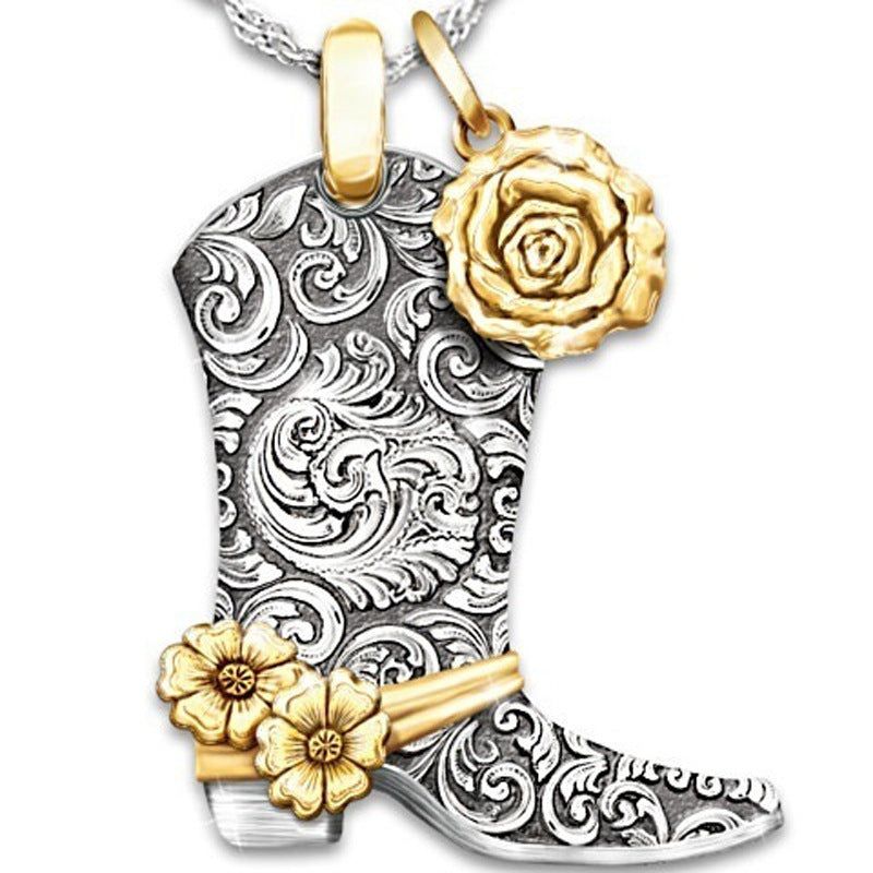 Charming Rose Boots Pendant with a whimsical design Meléche Jewelry  USA 1 Meléche