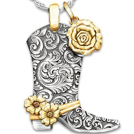 Charming Rose Boots Pendant with a whimsical design Meléche Jewelry  USA 1