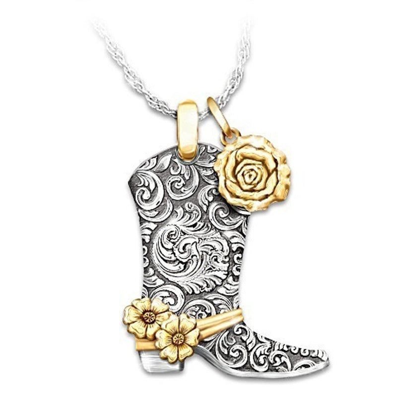 Charming Rose Boots Pendant with a whimsical design Meléche Jewelry  USA 2 Meléche