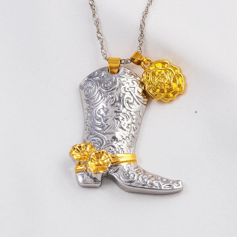 Charming Rose Boots Pendant with a whimsical design Meléche Jewelry  USA 3 Meléche