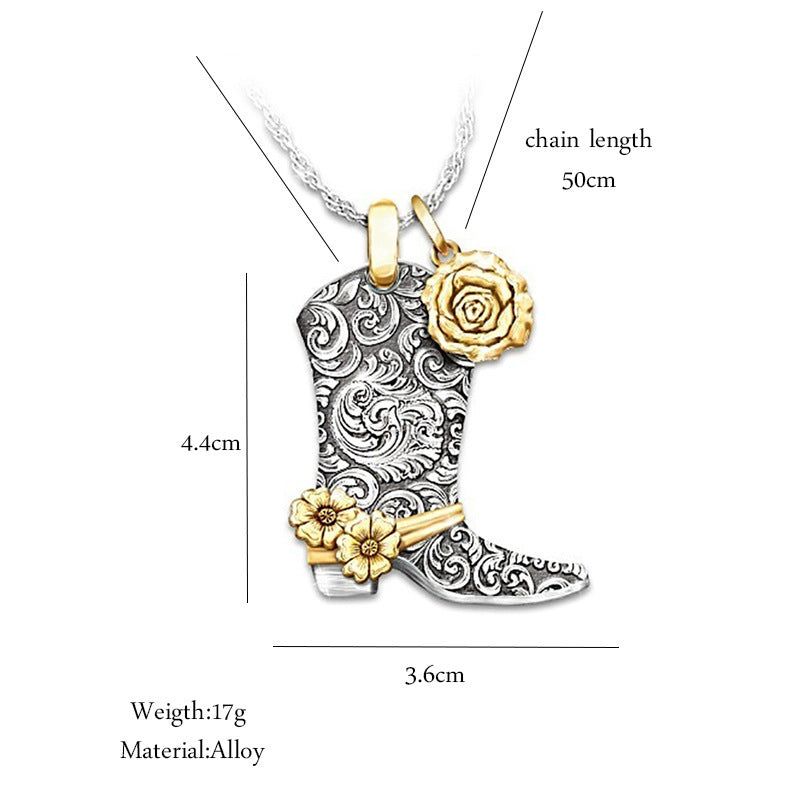 Rose Boots - Meléche - Necklaces -  vintage Style Rose Boots Necklace | Meléche USA
