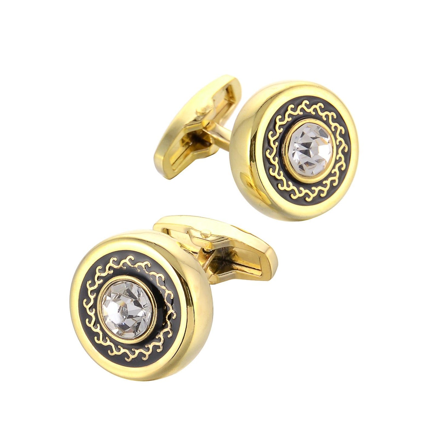 Round Gold French Cufflinks - Meléche - cufflinks -  Round Gold French Cufflinks - Rich Lifestyle | Meléche Jewelry USA Meléche