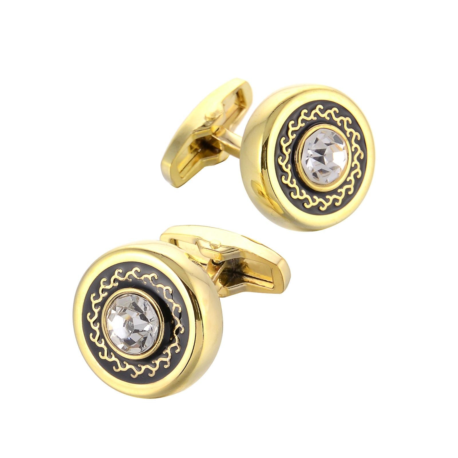 Round Gold French Cufflinks - Meléche - cufflinks -  Round Gold French Cufflinks - Rich Lifestyle | Meléche Jewelry USA