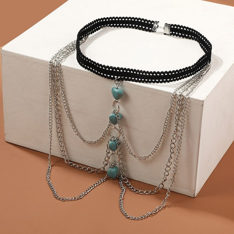 Tassel Perna - Meléche - body -  Turquoise Tassel Perna Leg Chain | Meléche