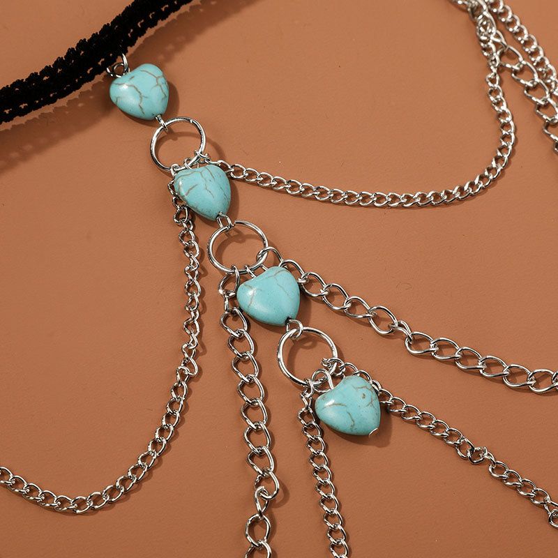 Tassel Perna - Meléche - body -  Turquoise Tassel Perna Leg Chain | Meléche