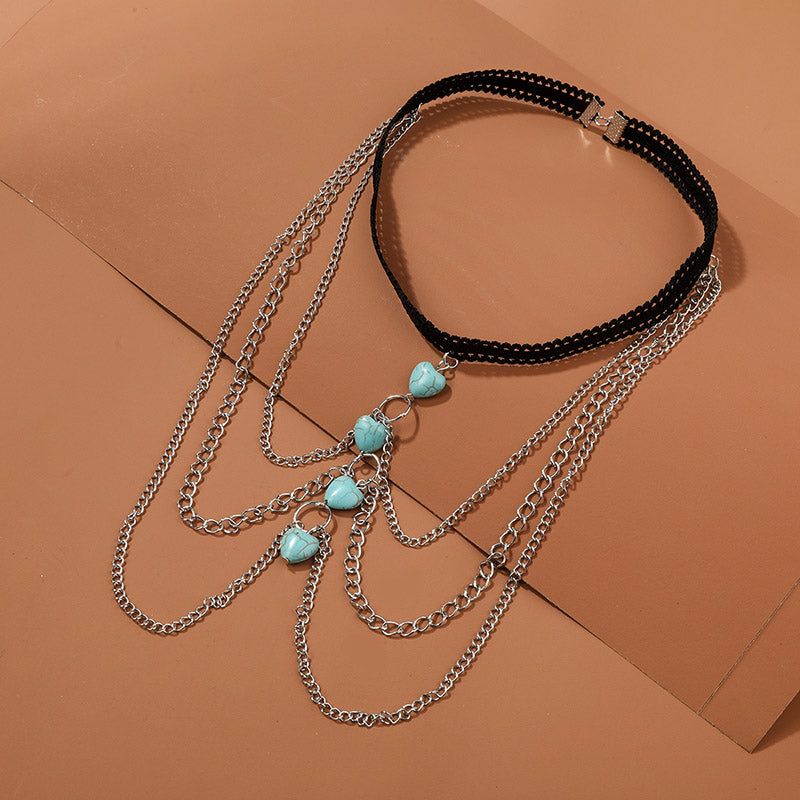 Tassel Perna - Meléche - body -  Turquoise Tassel Perna Leg Chain | Meléche