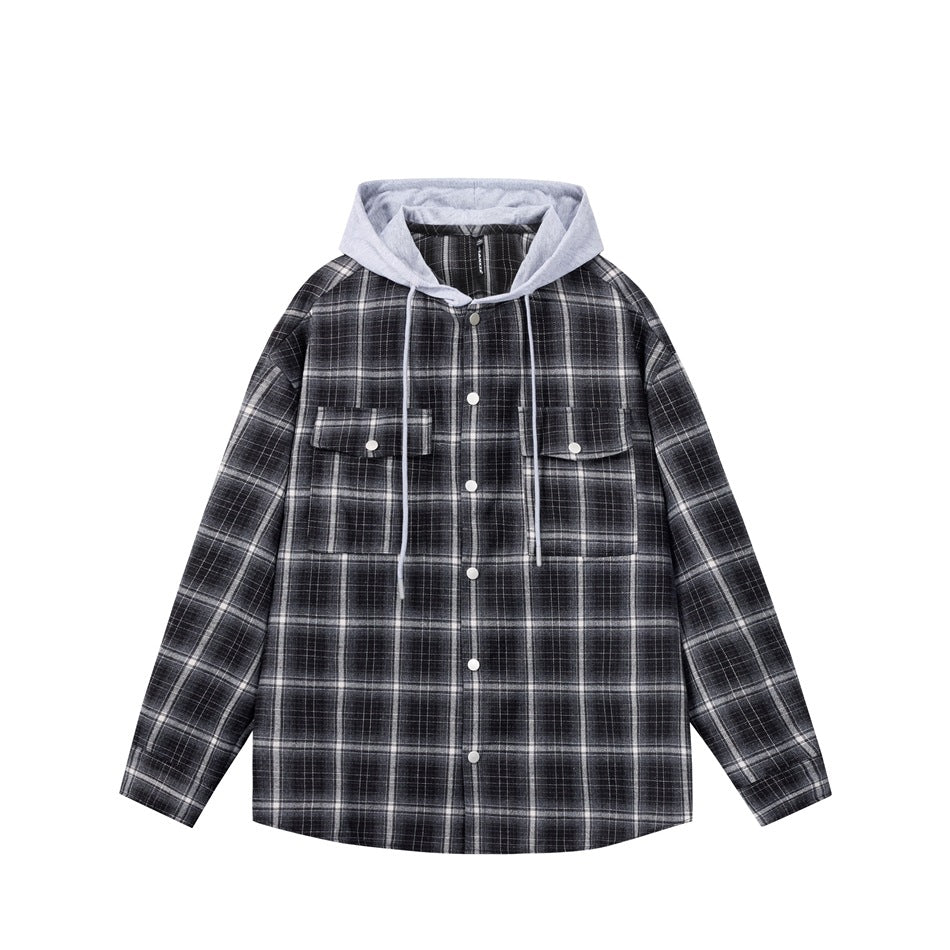 Plaid shirt with a hood on a white background