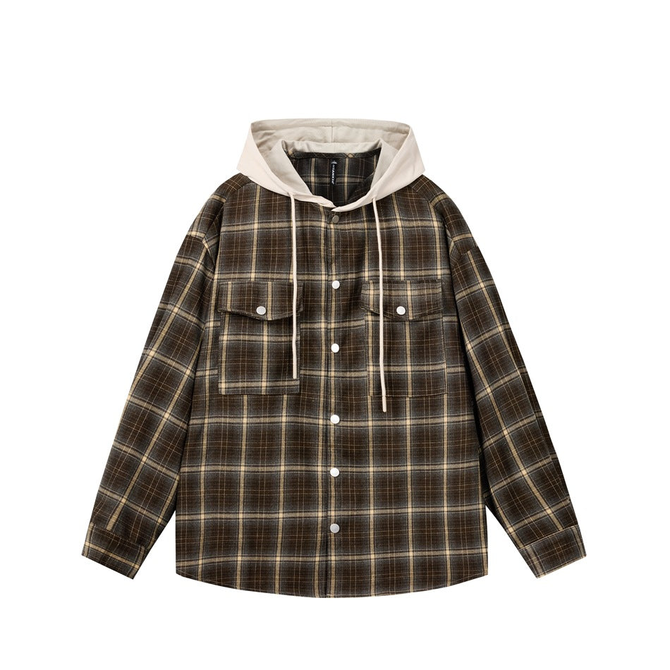 Plaid shirt with a hood on a white background