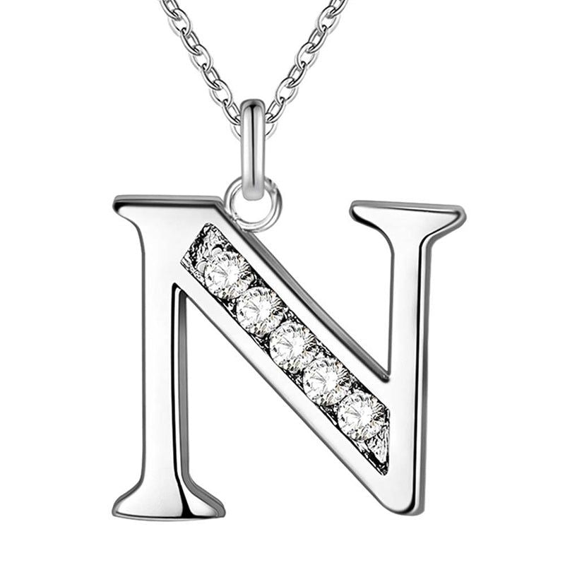 Your letter - Meléche - Necklaces -  Your Letter Silver Zircon Necklace | Meléche USA