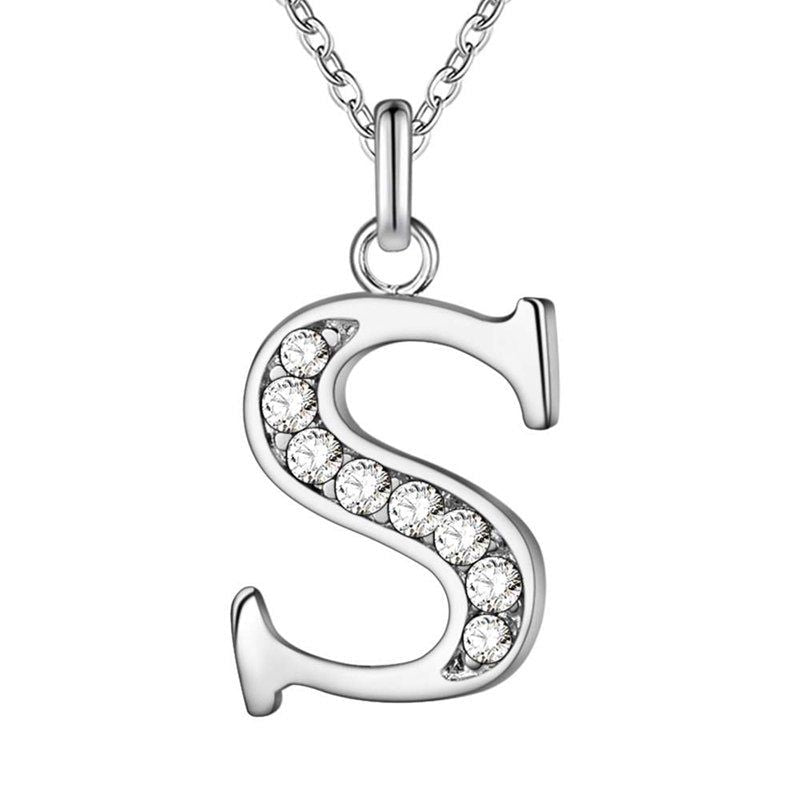 Your letter - Meléche - Necklaces -  Your Letter Silver Zircon Necklace | Meléche USA