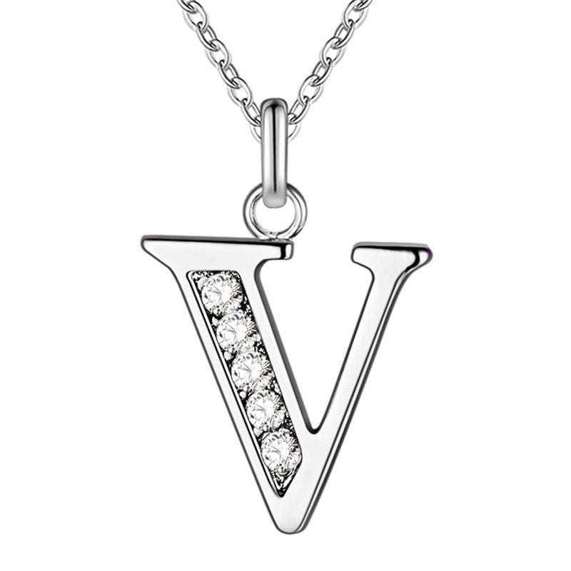 Your letter - Meléche - Necklaces -  Your Letter Silver Zircon Necklace | Meléche USA
