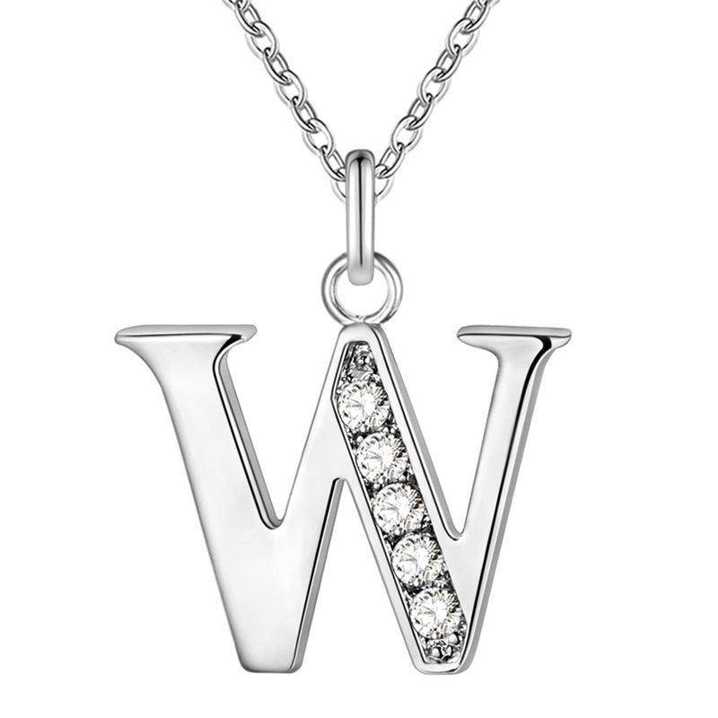 Your letter - Meléche - Necklaces -  Your Letter Silver Zircon Necklace | Meléche USA