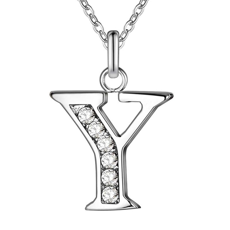 Your letter - Meléche - Necklaces -  Your Letter Silver Zircon Necklace | Meléche USA