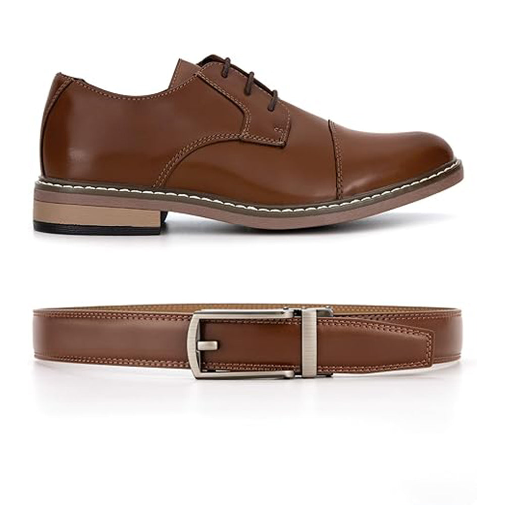 Brown leather shoes and belt from Meleche or Meléche (short as (Mé))