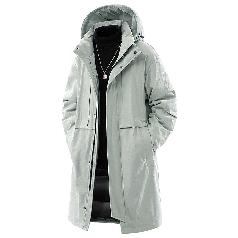 Light gray hooded coat from Meleche or Meléche (short as (Mé)) on a white background