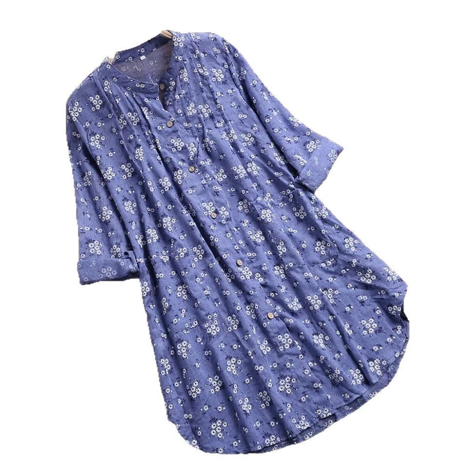 Blue floral-patterned shirt on a white background from Meleche or Meléche (short as (Mé))