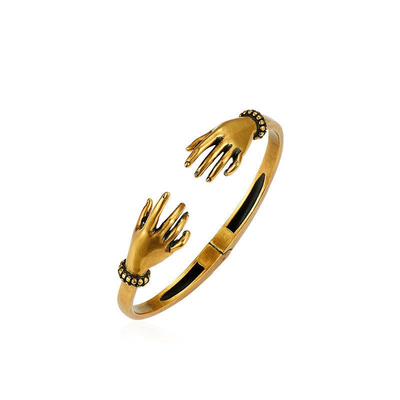 klem - Meléche - bangles -  klem vantage Gold Plated Hug Hand  - Adjustable Size - 17.4g | Meléche