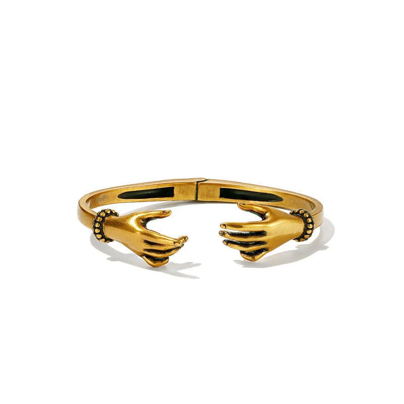 klem - Meléche - bangles -  klem vantage Gold Plated Hug Hand  - Adjustable Size - 17.4g | Meléche